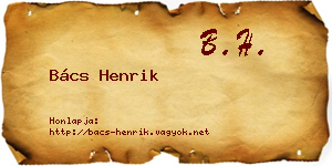 Bács Henrik névjegykártya